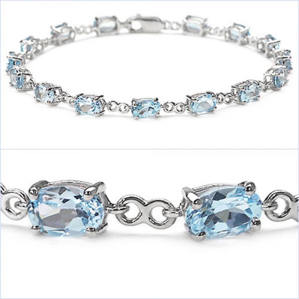 Edles Blautopas Armband 925 Silber-Rhodin.-9,75 Karat