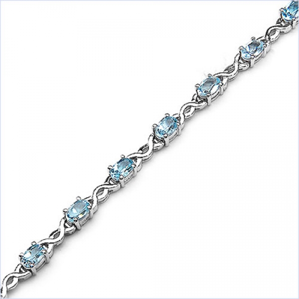 Edles Blautopas Armband 925 Silber-Rhodiniert-7,80 Karat