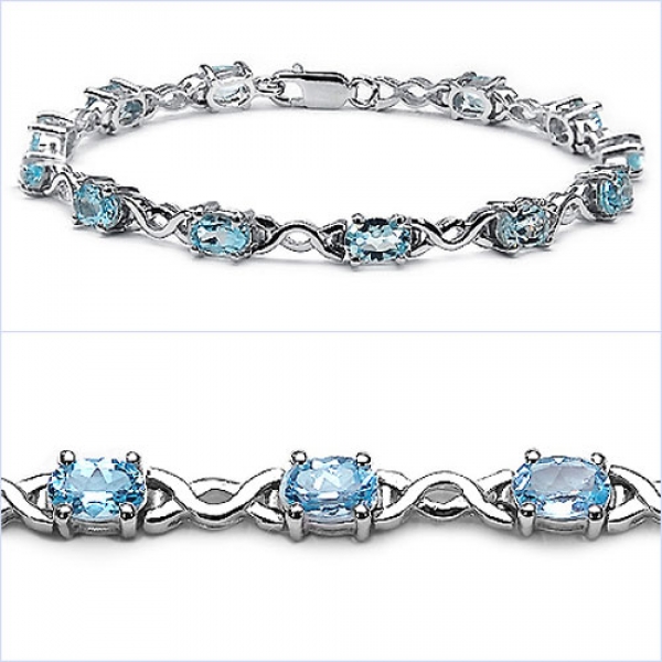 Edles Blautopas Armband 925 Silber-Rhodiniert-7,80 Karat