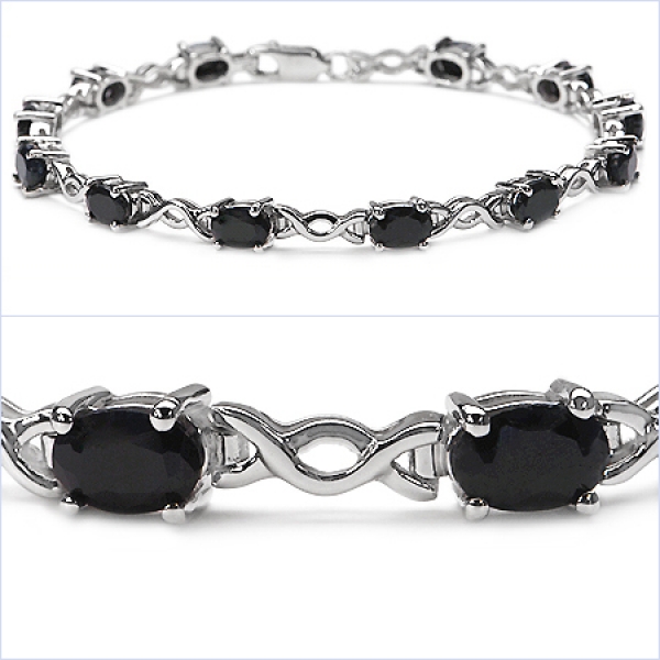Schwarzes Saphir Armband mit 12 Edelsteinen - 7,80 Karat