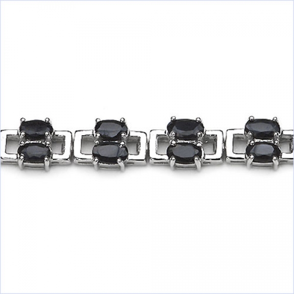 Schwarzes Saphir Armband in 925 Silber Rhodin.11,90 Karat