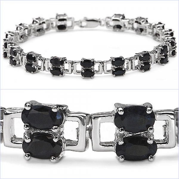 Schwarzes Saphir Armband in 925 Silber Rhodin.11,90 Karat