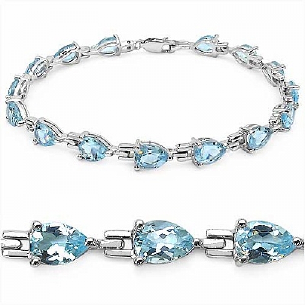 Bezauberndes Blautopas-Tropfen-Armband/925 Silber-Rhodiniert-12,75 Karat