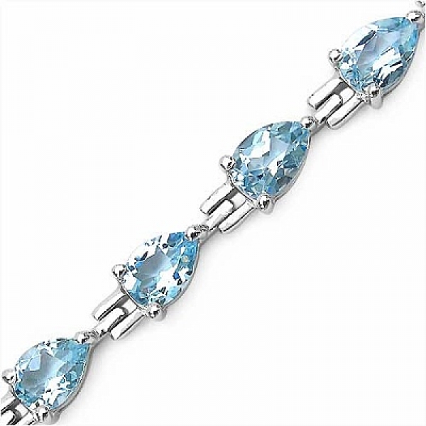 Bezauberndes Blautopas-Tropfen-Armband/925 Silber-Rhodiniert-12,75 Karat