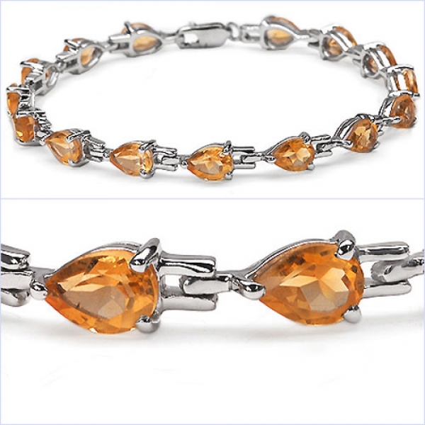 Bezauberndes Citrin-Armband 925 Silber-Rhodiniert-11,25 Karat