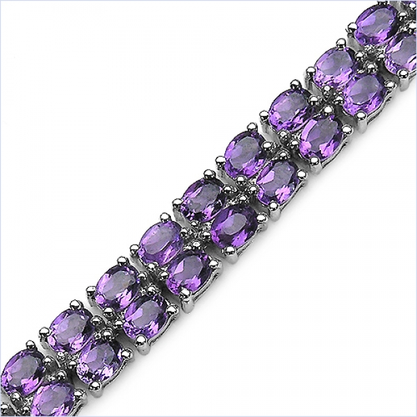 Edles zweireihiges Amethyst Armband-925 Silber-Rhodiniert-15,20 Karat