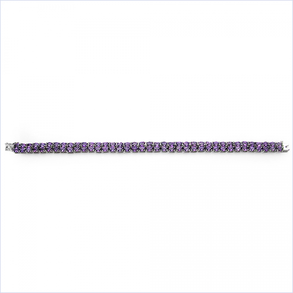 Edles zweireihiges Amethyst Armband-925 Silber-Rhodiniert-15,20 Karat