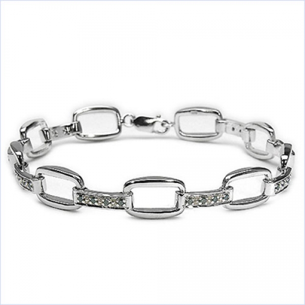 Edles Grüne-Diamanten Armband-Silber Rhod.32 Edelsteine