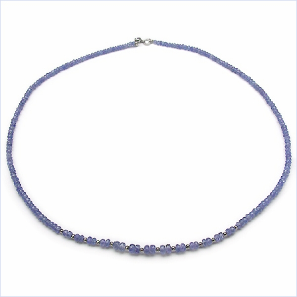 Edelstein-Collier Tansanit/55 Karat-585 Weißgold-14 Karat