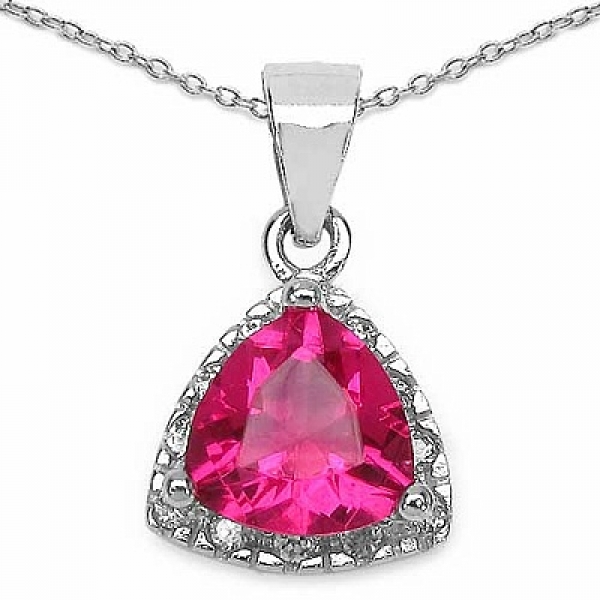 Ohrringe Pink/Weiße Zirkonia-Trillion/Dreiecke-30 Steine-925 Silber-Rhodiniert