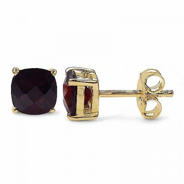 Ohrringe/Ohrstecker Granat-Prinzessschliff-2,60 Karat-Silber-vergoldet 14 Karat