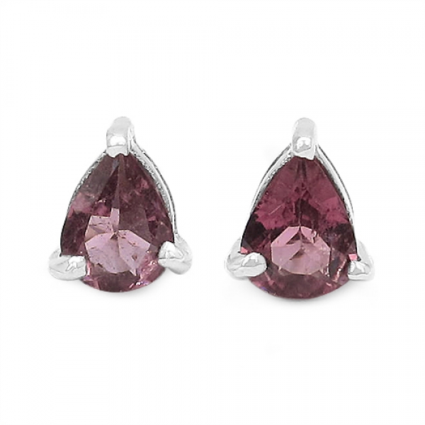 Ohrringe/Ohrstecker mit rosa/pink Topas-Tropfen-Silber Rhodiniert-0,44 Karat