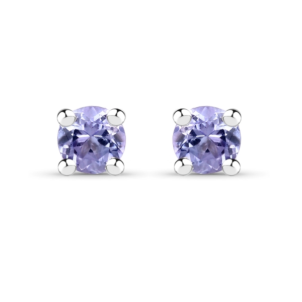 Ohrringe/Ohrstecker mit Tansanit-925 Silber Rhodiniert-0,24 Karat
