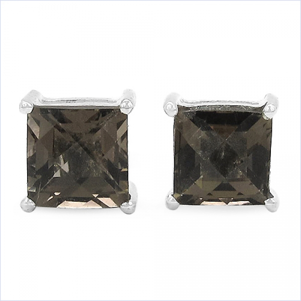 Ohrstecker Seltener Smoky-Topas/Rauchquarz-Silber Rhodiniert-1,30 Karat