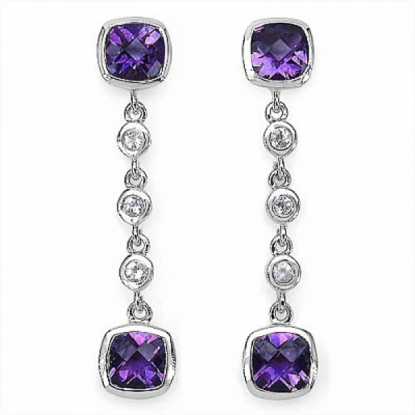 Exquisite Ohrringe/Ohrstecker Amethyst/Weißtopas-3,82 Karat