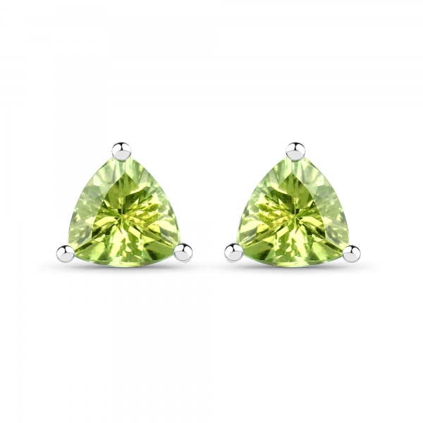 Ohrstecker Dreiecke/Trillion-Peridot 925 Sterl.Silber-Rhodiniert-0,90 Karat