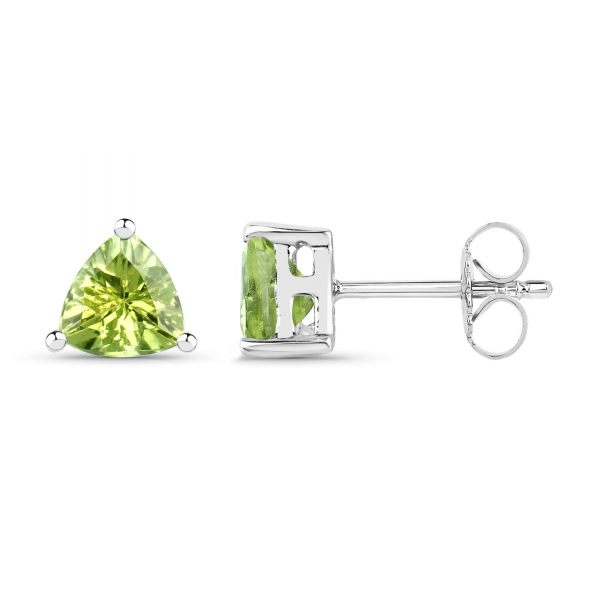 Ohrstecker Dreiecke/Trillion-Peridot 925 Sterl.Silber-Rhodiniert-0,90 Karat
