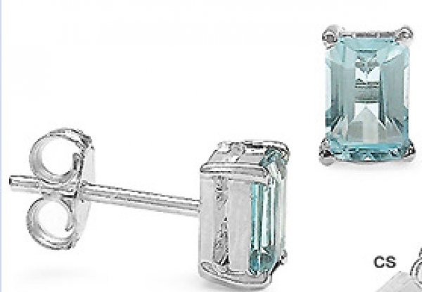 Edle rechteckige Blautopas-Ohrstecker Silber-1,32 Karat
