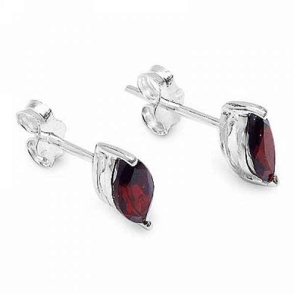 Ohrringe/Ohrstecker Granat-Marquiseschliff-1,30 Karat-Sterling Silber Rhodiniert