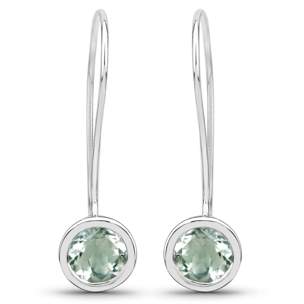Echte Grüne Amethyst-Ohrringe/Ohrhaken-Silber Rhodiniert-3,20 Karat