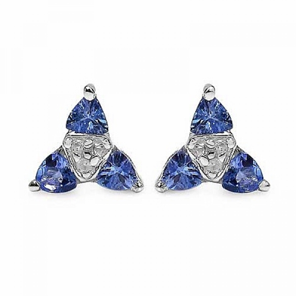 Ohrringe/Ohrstecker-Tansanit/Weißtopas-925 Sterling Silber Rhodiniert-0,66 Karat