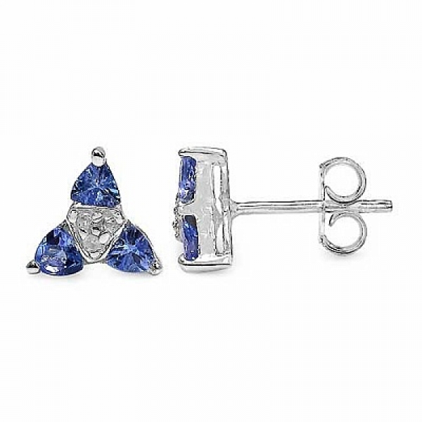 Ohrringe/Ohrstecker-Tansanit/Weißtopas-925 Sterling Silber Rhodiniert-0,66 Karat