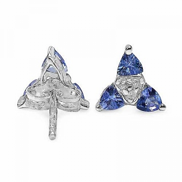 Ohrringe/Ohrstecker-Tansanit/Weißtopas-925 Sterling Silber Rhodiniert-0,66 Karat