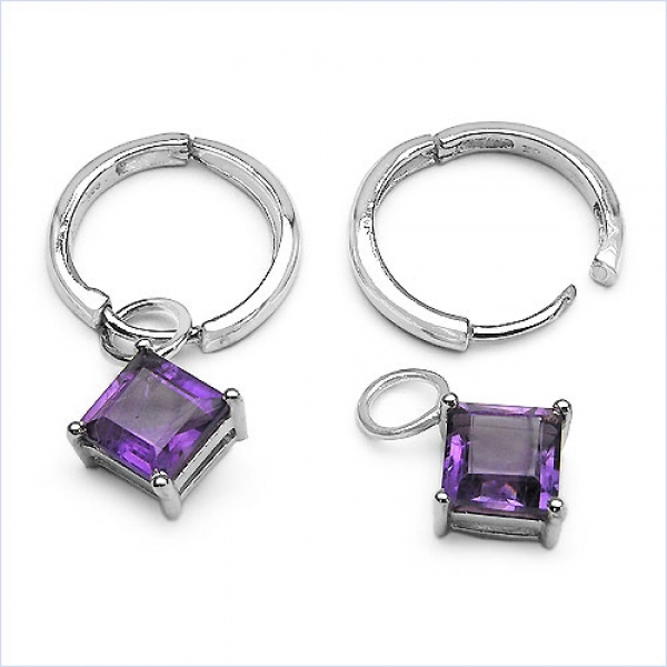 Edle Granat Ohrringe/Creolen-Silber Rhod.-3,50 Karat