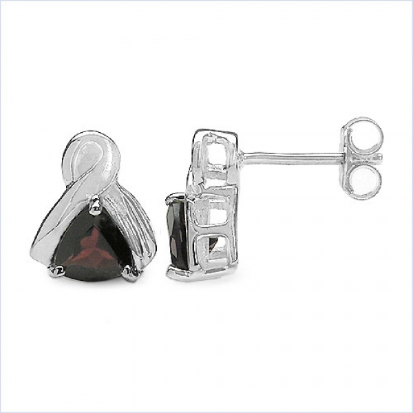Ohrstecker Granat-925 Sterling Silber- Rhodiniert 1,60 Karat