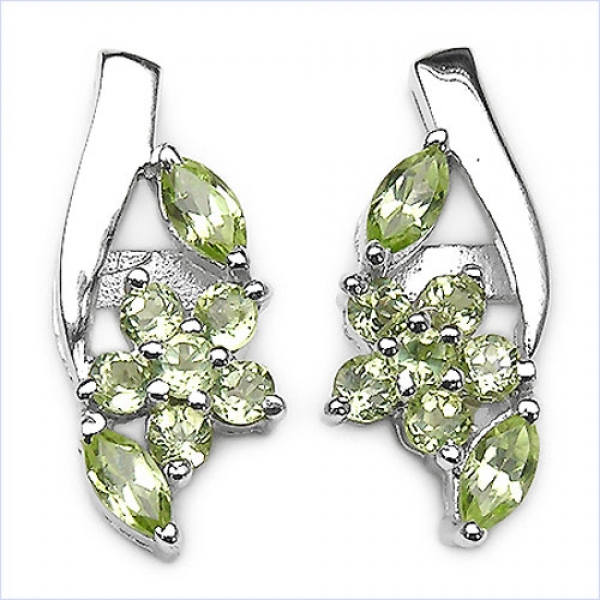 Collier/Kette mit Peridot-Blumen-Anhänger-925Silber Rhodiniert
