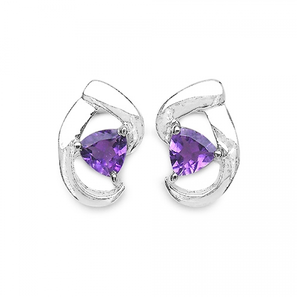 Ohrstecker 925 St.Silber-Rhodiniert-Amethyst 0,90 Karat