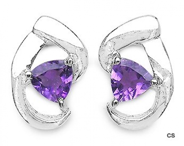 Ohrstecker 925 St.Silber-Rhodiniert-Amethyst 0,90 Karat