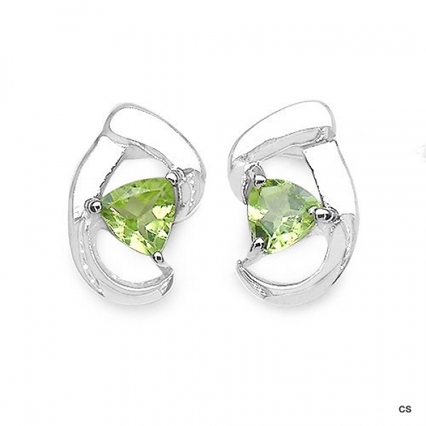 Ohrstecker/ Ohrringe - 925 Sterling Silber - Rhodiniert - mit Peridot in 0,90 Karat
