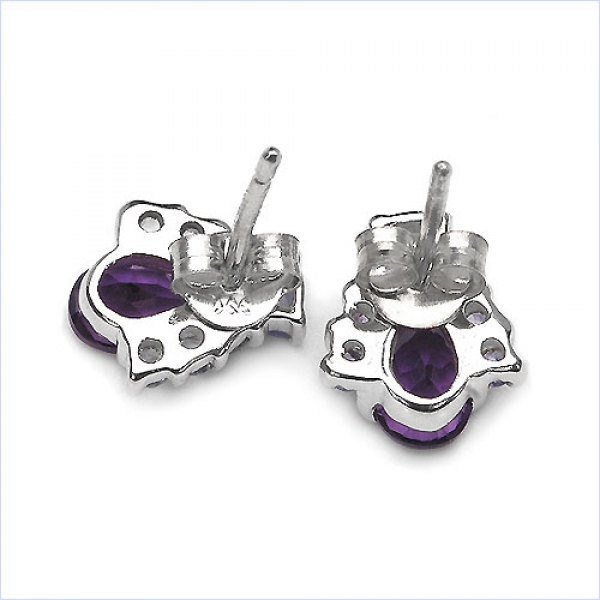 Granat Ohrstecker-16 Edelsteine-925 Sterling Silber-1,74 Karat