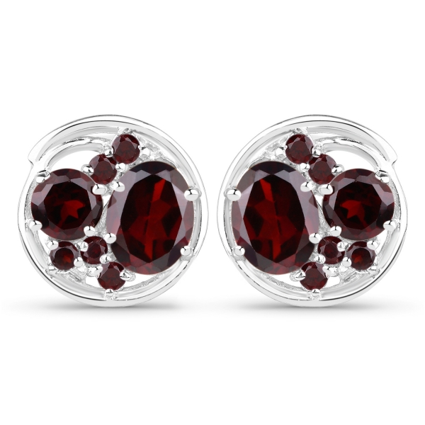 Elegante Granat-Ohrringe-14 Edelsteine-925 Sterling Silber Rhod.-5,50 Karat