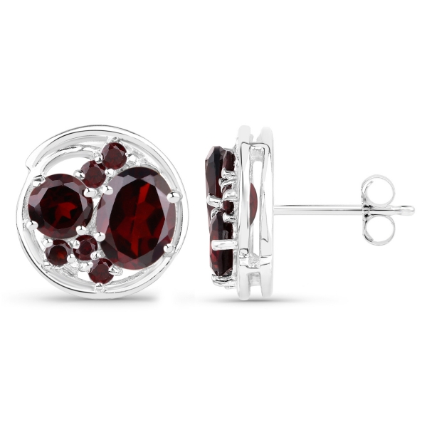 Elegante Granat-Ohrringe-14 Edelsteine-925 Sterling Silber Rhod.-5,50 Karat