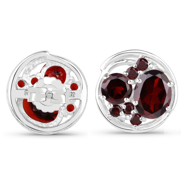 Elegante Granat-Ohrringe-14 Edelsteine-925 Sterling Silber Rhod.-5,50 Karat