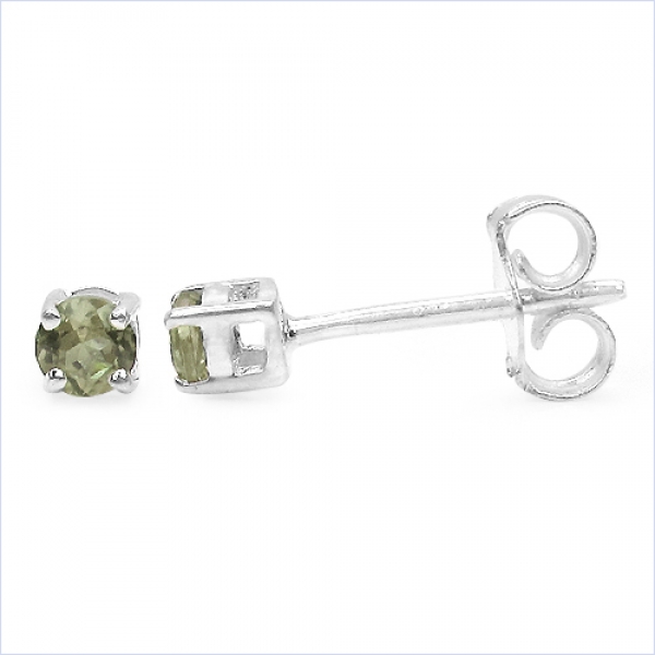 Ohrstecker Seltener grüner Turmalin-Silber- Rhodiniert