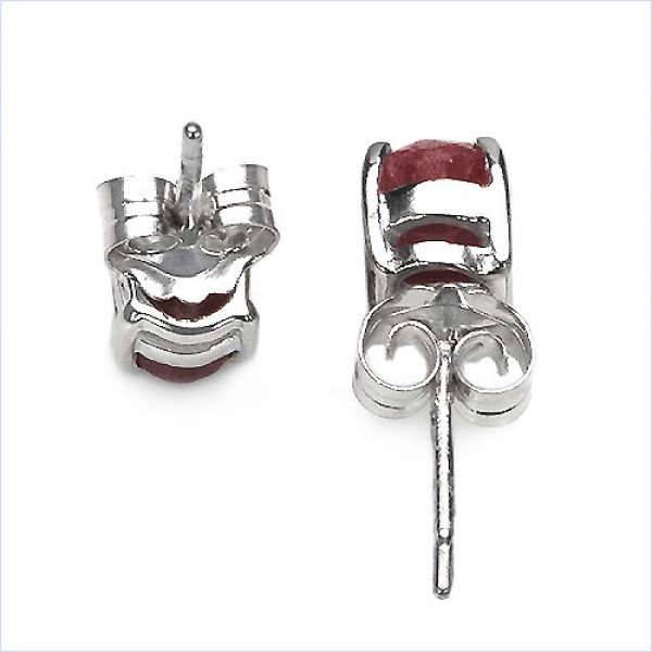Ohrstecker Roter Zirkonia-Oval-925 Silber-Rhod.1,84 Karat