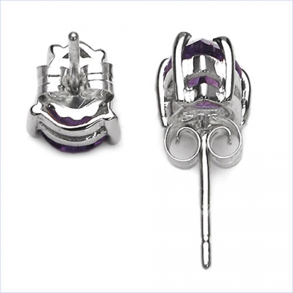 Ohrringe/Ohrstecker Amethyst-Tropfen-925 St.Silber-Rhodiniert-1,50 Karat