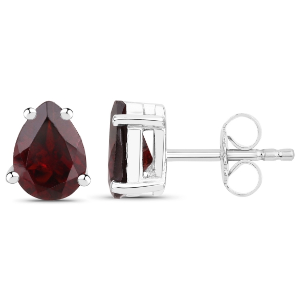 Ohrringe/Ohrstecker Granat-Tropfen-925 Silber-Rhodiniert-0,90 Karat