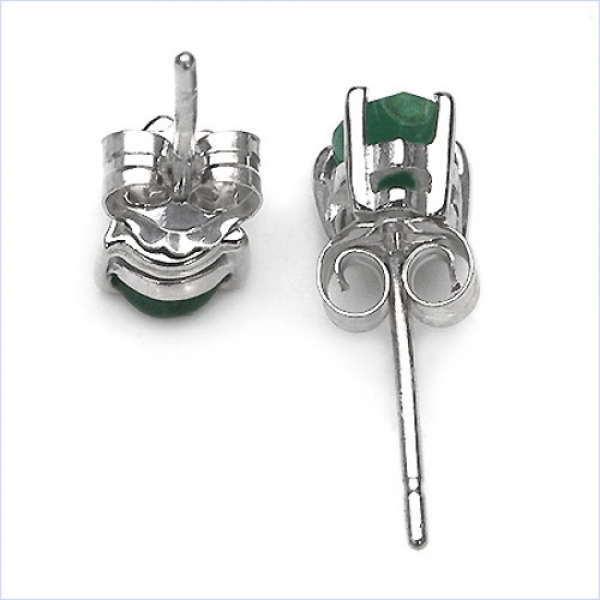 Ovale Ohrringe/Ohrstecker Smaragd-Grüne Zirkonia-Silber-Rhodiniert-3,12 Karat