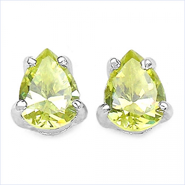 Ohrstecker Tropfen Zirkonia Lemon-925 Silber-Rhodiniert-1,42 Karat