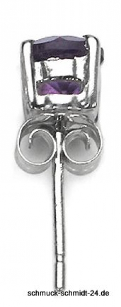 Herren-Ohrring/Stecker Amethyst-0,50 Karat-Silber-Rhodiniert