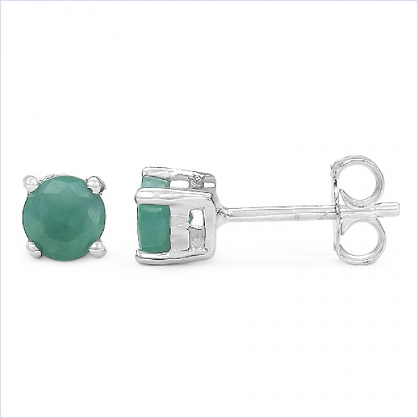 Ohrringe/Ohrstecker Smaragd-925 Sterling Silber-Rhodiniert-1,00 Karat