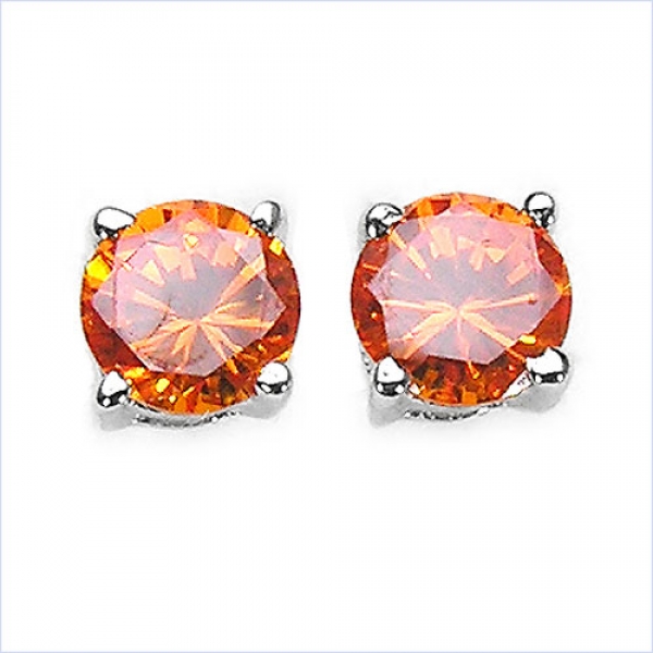 Ohrringe/Ohrstecker Orange Zirkonia -925 Silber- Rhodiniert-1,68 Karat