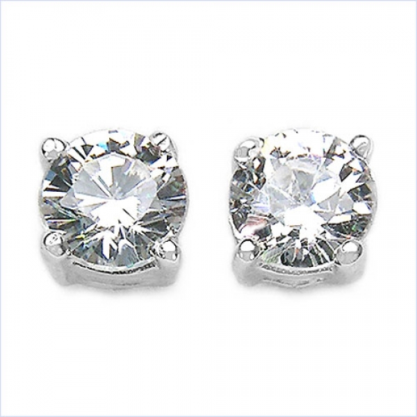 Ohrringe/Ohrstecker Weiße Zirkonia -925 Silber-Rhodiniert-1,68 Karat