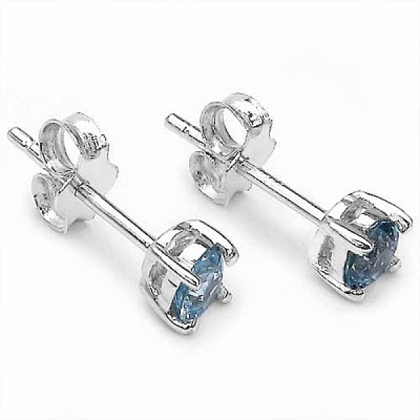 Ohrstecker Blautopas-925 Sterling Silber-Rhodiniert 0,20 Karat