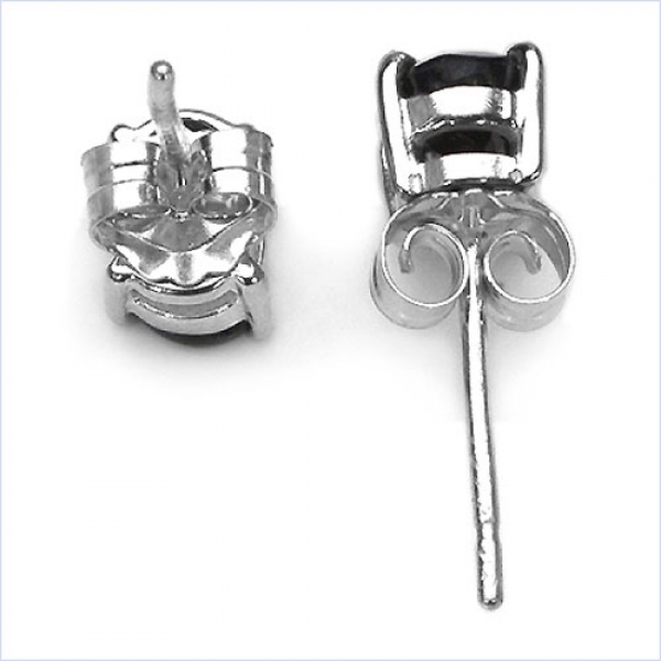 Ohrringe/Ohrstecker Schwarze Saphire-925 Sterling Silber-Rhodiniert-0,70 Karat