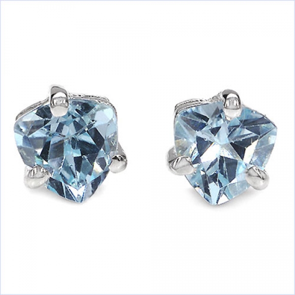 Ohrstecker Blue Topas 925 Sterling Silber Rhod.-1,00 Karat